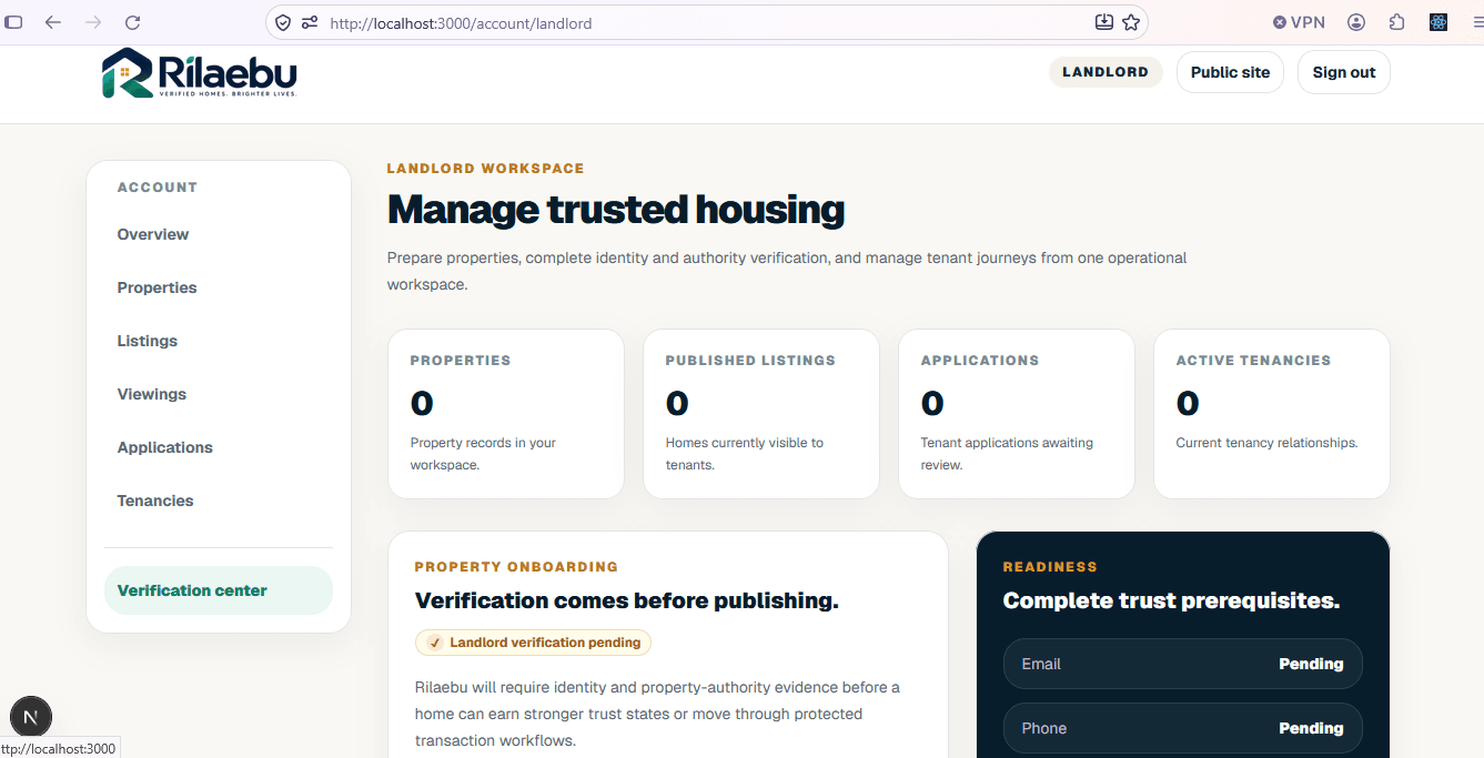 Rilaebu landlord dashboard