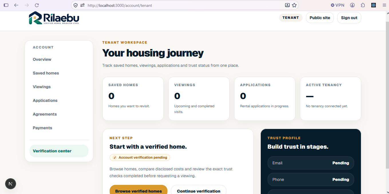 Rilaebu tenant dashboard